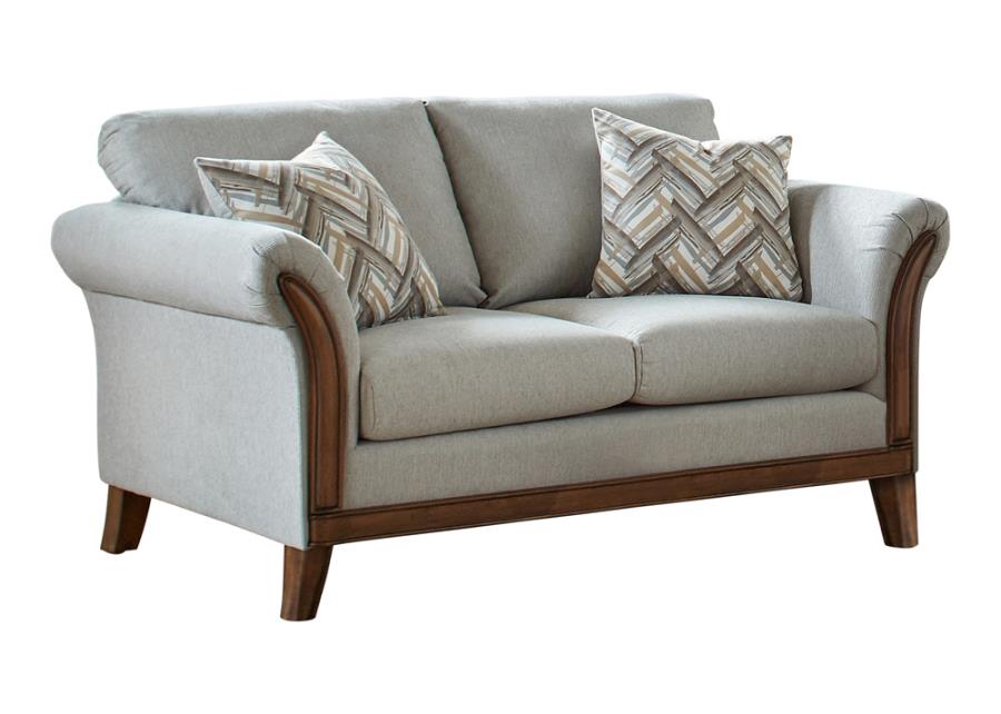 (image for) Roxanne Upholstered Flared Arm Loveseat Platinum - Click Image to Close