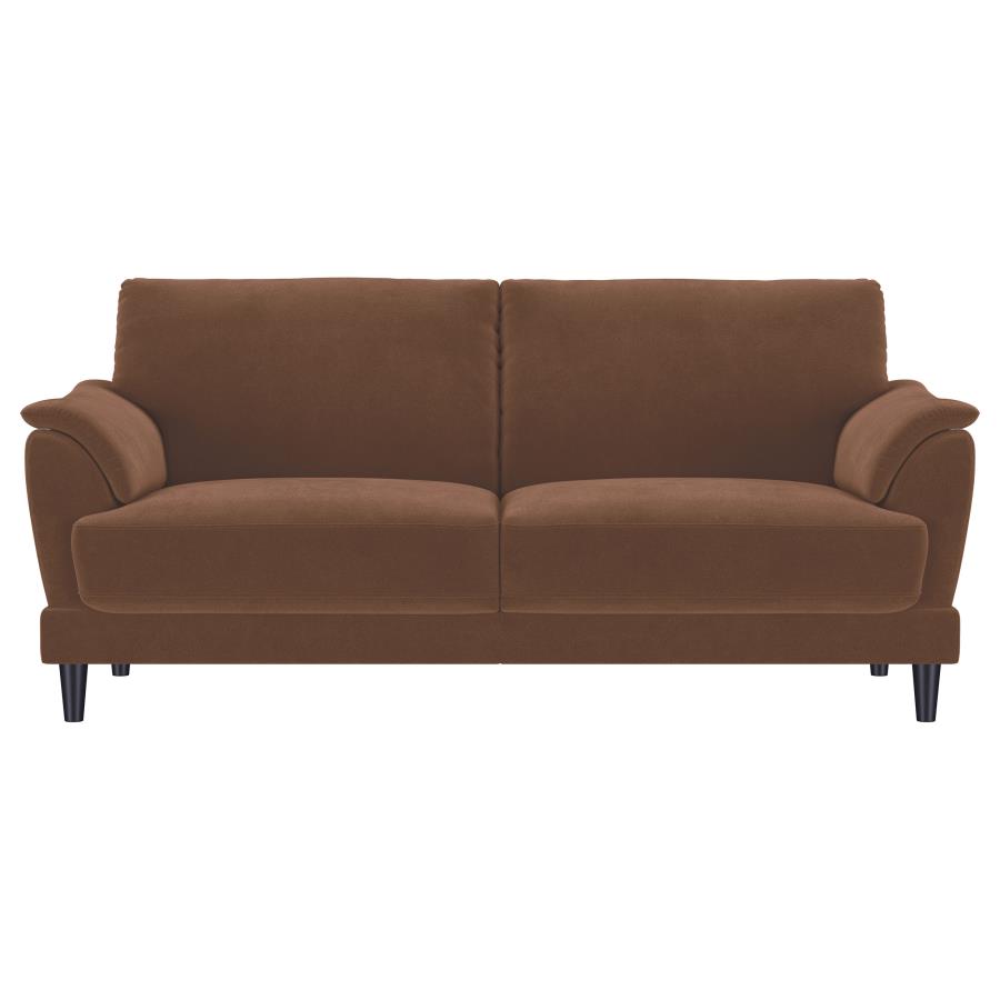 Selma 2-piece Velvet Upholstered Crescent Arm Sofa Set Rust