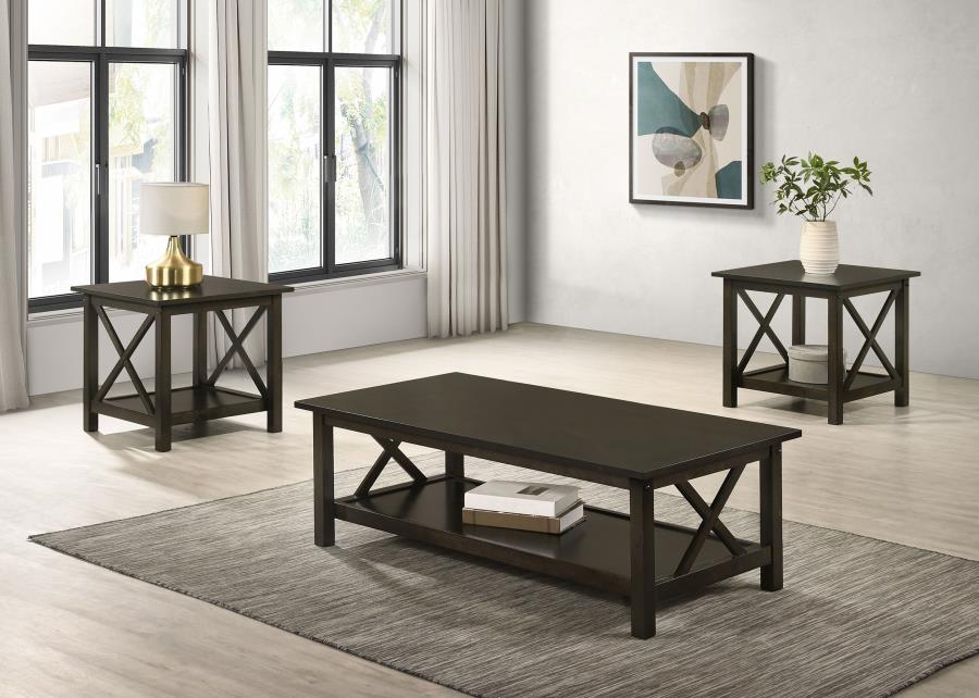 (image for) Rachelle 3-piece Rectangular Coffee Table Set Deep Merlot