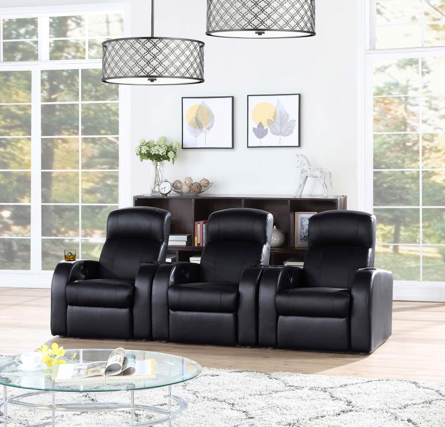 (image for) Cyrus Upholstered Track Arm Recliner Black