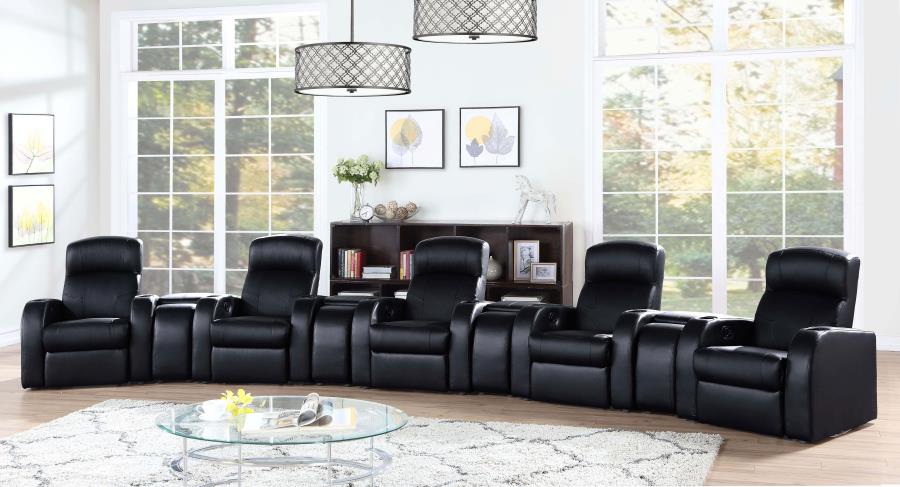 (image for) Cyrus Upholstered Track Arm Recliner Black