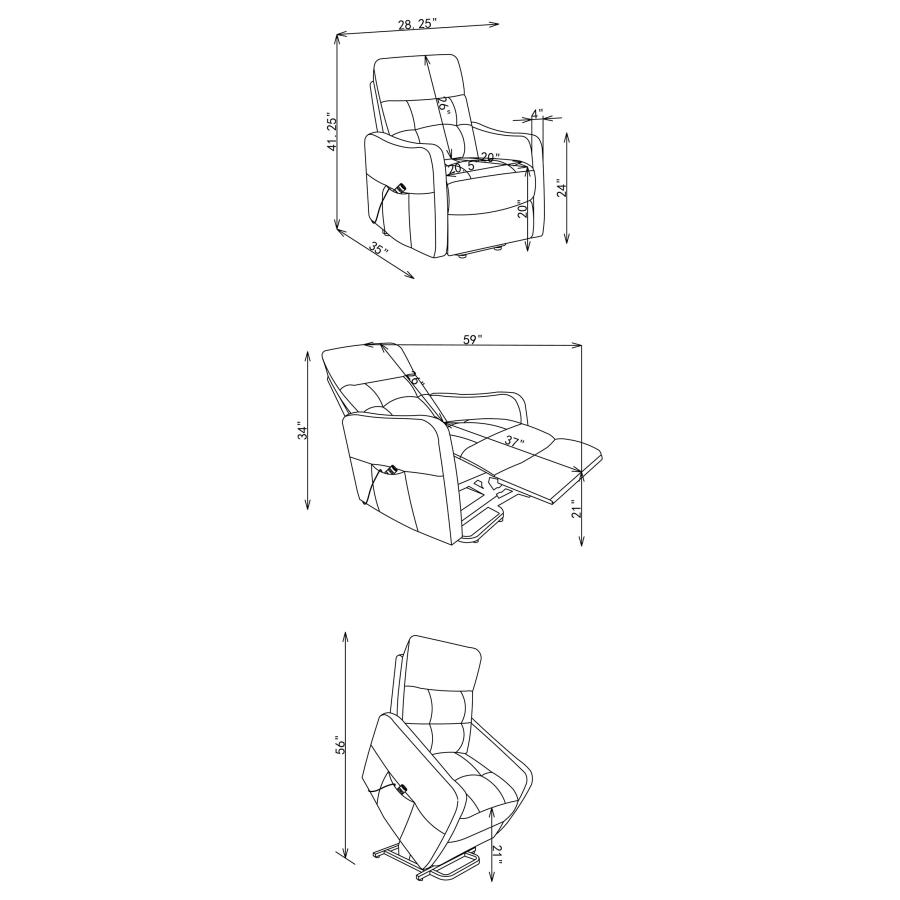 Modal Additional Images for Dayes Upholstered Power Lift Recliner Chair Light Grey