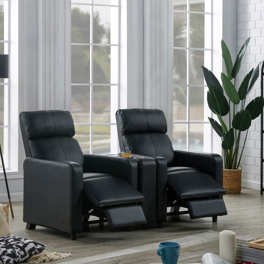 (image for) Toohey Upholstered Home Theater Push Back Recliner Black