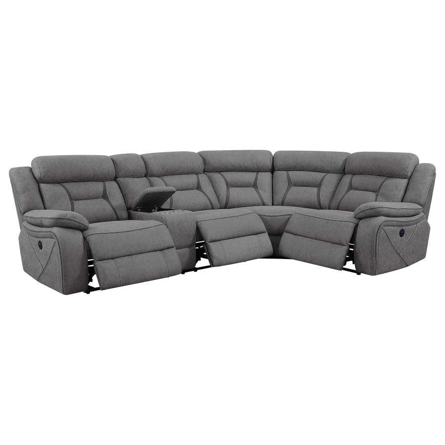 (image for) Higgins Upholstered Power Reclining Sectional Sofa Grey