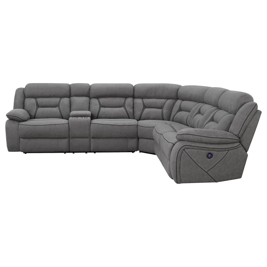 (image for) Higgins Upholstered Power Reclining Sectional Sofa Grey