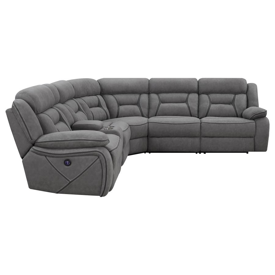 (image for) Higgins Upholstered Power Reclining Sectional Sofa Grey