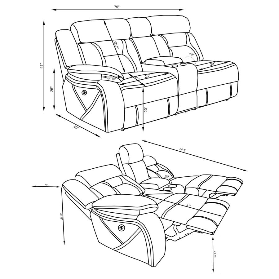 (image for) Higgins Upholstered LAF Power Loveseat Grey