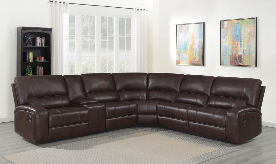 (image for) Brunson 3-piece Upholstered Reclining Sectional Sofa Brown