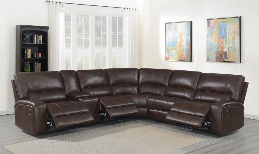 (image for) Brunson 3-piece Upholstered Reclining Sectional Sofa Brown