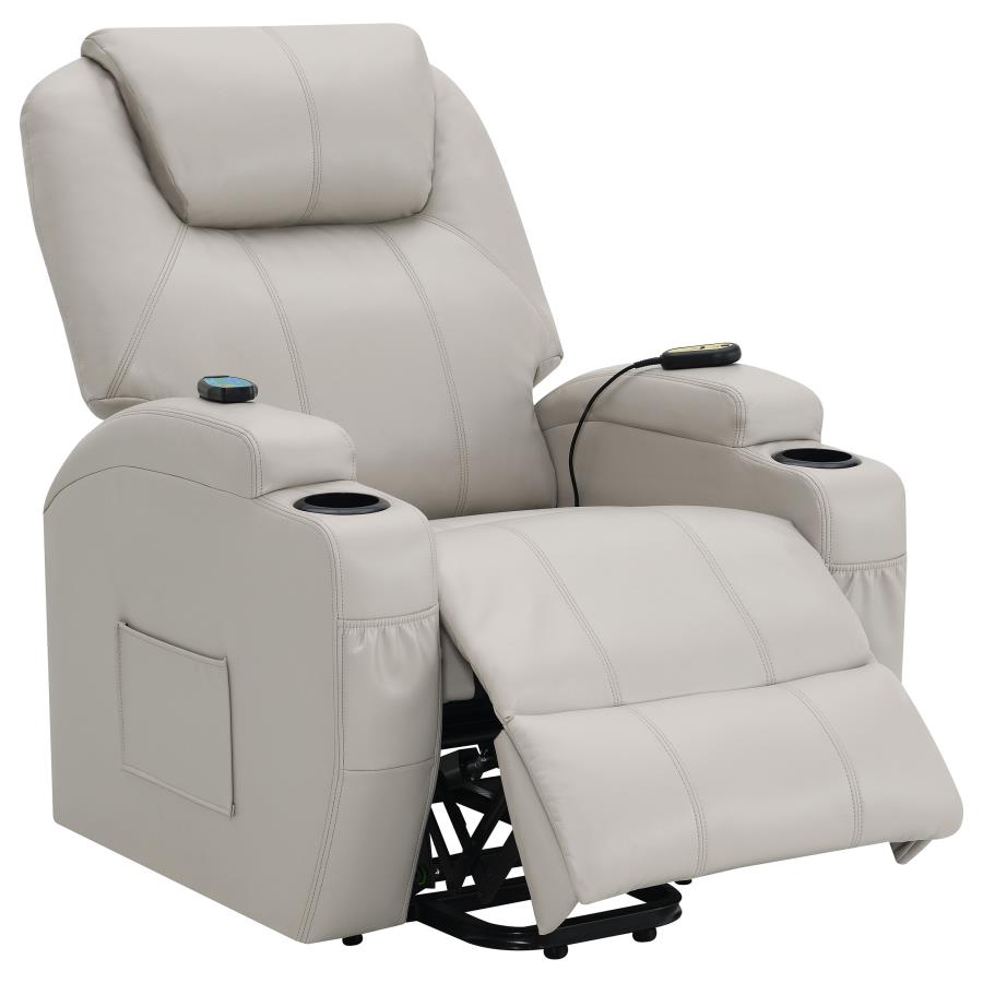 (image for) Sanger Upholstered Power Lift Massage Recliner Champagne