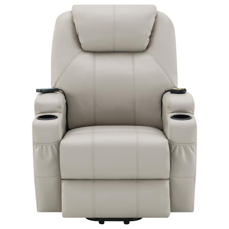 (image for) Sanger Upholstered Power Lift Massage Recliner Champagne