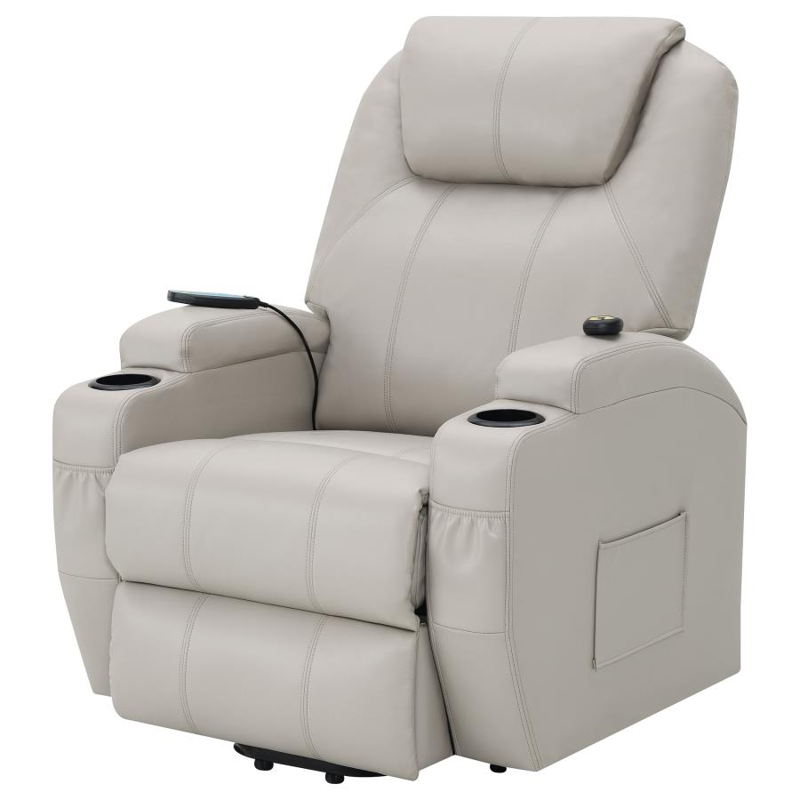 (image for) Sanger Upholstered Power Lift Massage Recliner Champagne