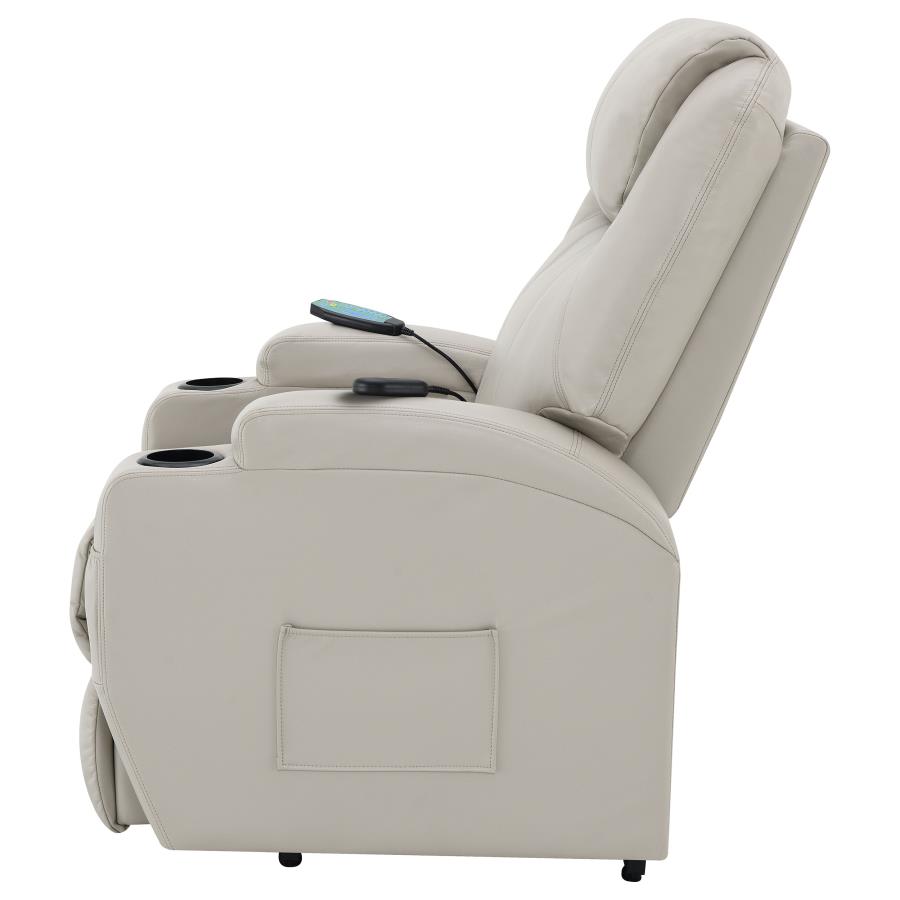 (image for) Sanger Upholstered Power Lift Massage Recliner Champagne