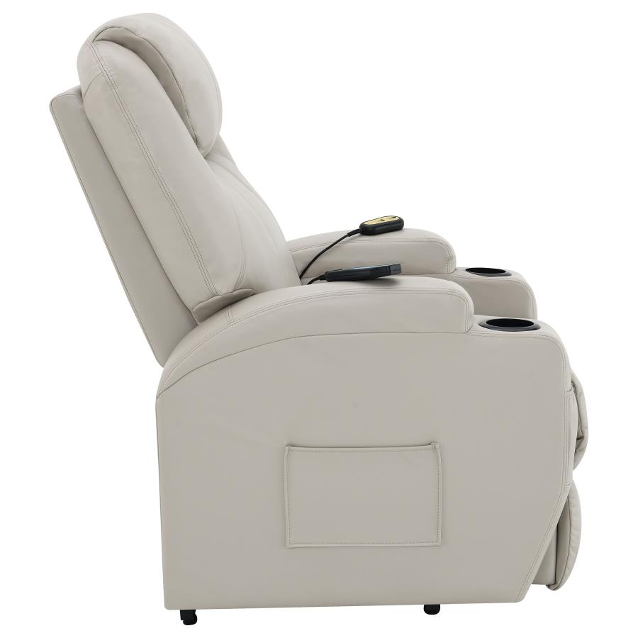 (image for) Sanger Upholstered Power Lift Massage Recliner Champagne