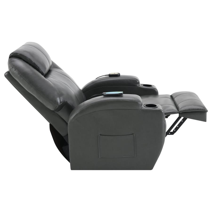 (image for) Sanger Upholstered Power Lift Massage Recliner Charcoal Grey