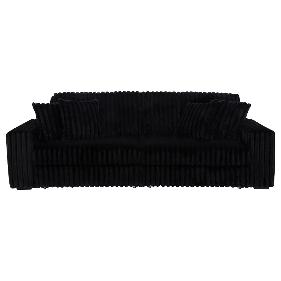 Jacana Corduroy Upholstered Dual Power Chaise Sofa Black