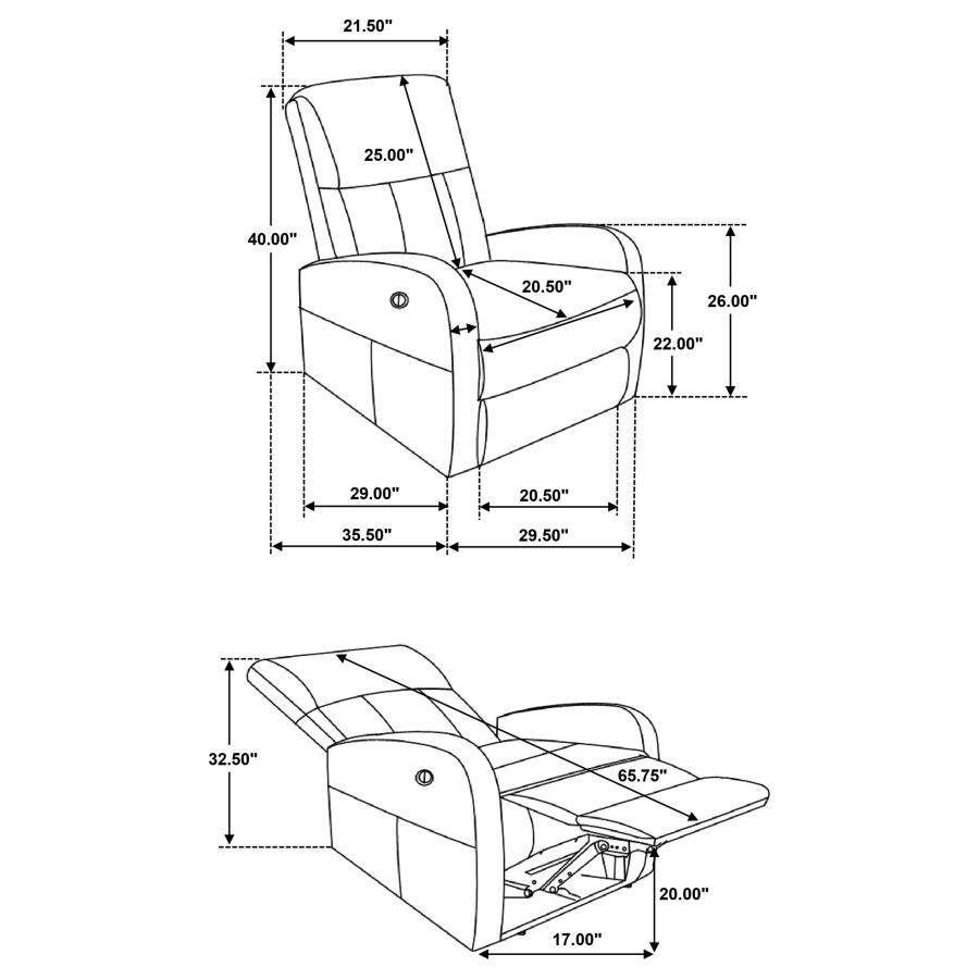 Modal Additional Images for Grant Upholstered Power Recliner Chair Grey
