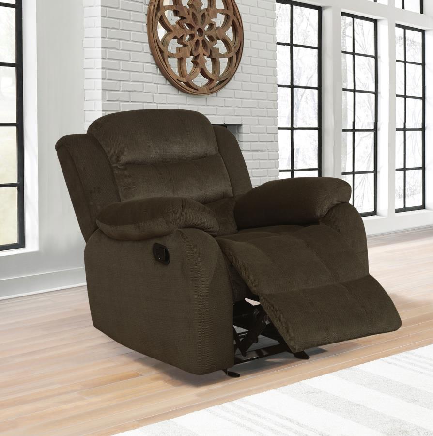 (image for) Rodman Upholstered Padded Arm Glider Recliner Olive Brown