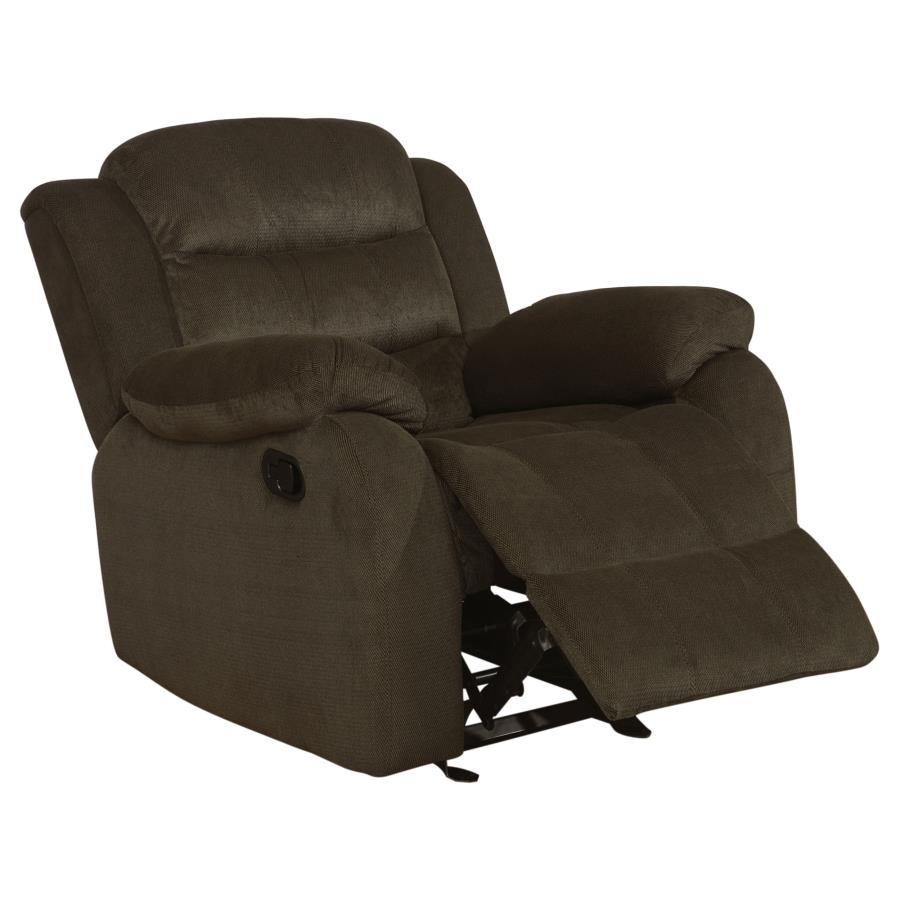 (image for) Rodman Upholstered Padded Arm Glider Recliner Olive Brown