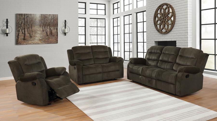 (image for) Rodman Upholstered Padded Arm Glider Recliner Olive Brown