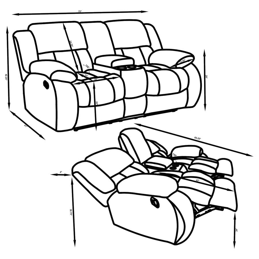 (image for) Weissman 3-piece Upholstered Reclining Sofa Set Grey