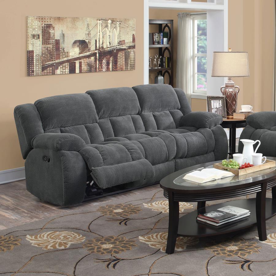 (image for) Weissman Upholstered Padded Arm Reclining Sofa Grey