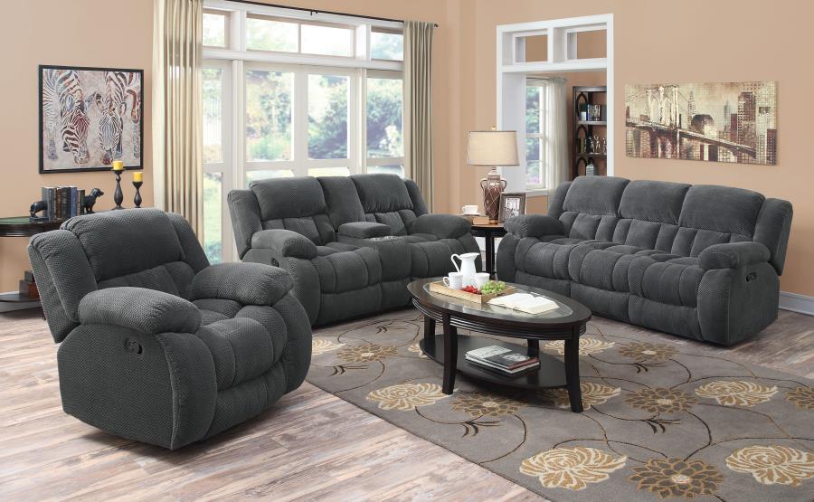 (image for) Weissman Upholstered Padded Arm Reclining Sofa Grey