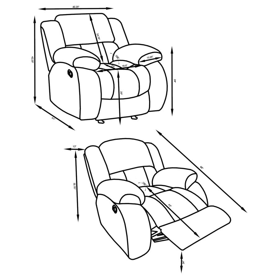 (image for) Weissman Upholstered Padded Arm Glider Recliner Grey