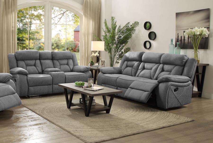 (image for) Higgins 2-piece Upholstered Motion Reclining Sofa Set Grey