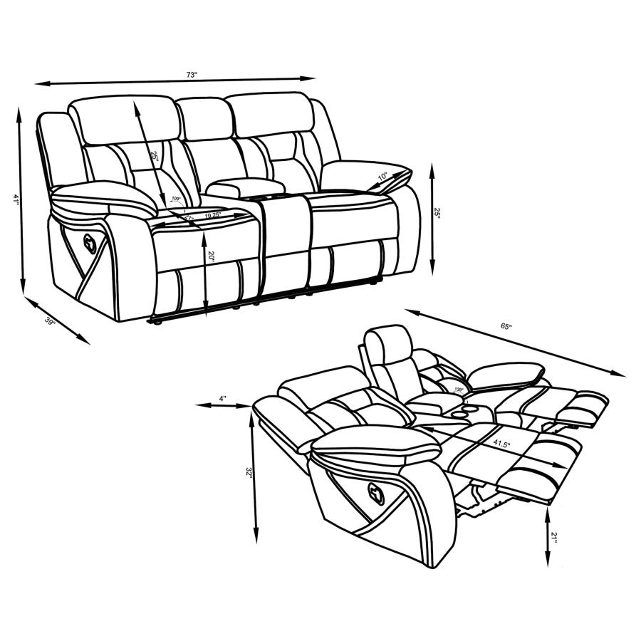 (image for) Higgins 2-piece Upholstered Motion Reclining Sofa Set Grey