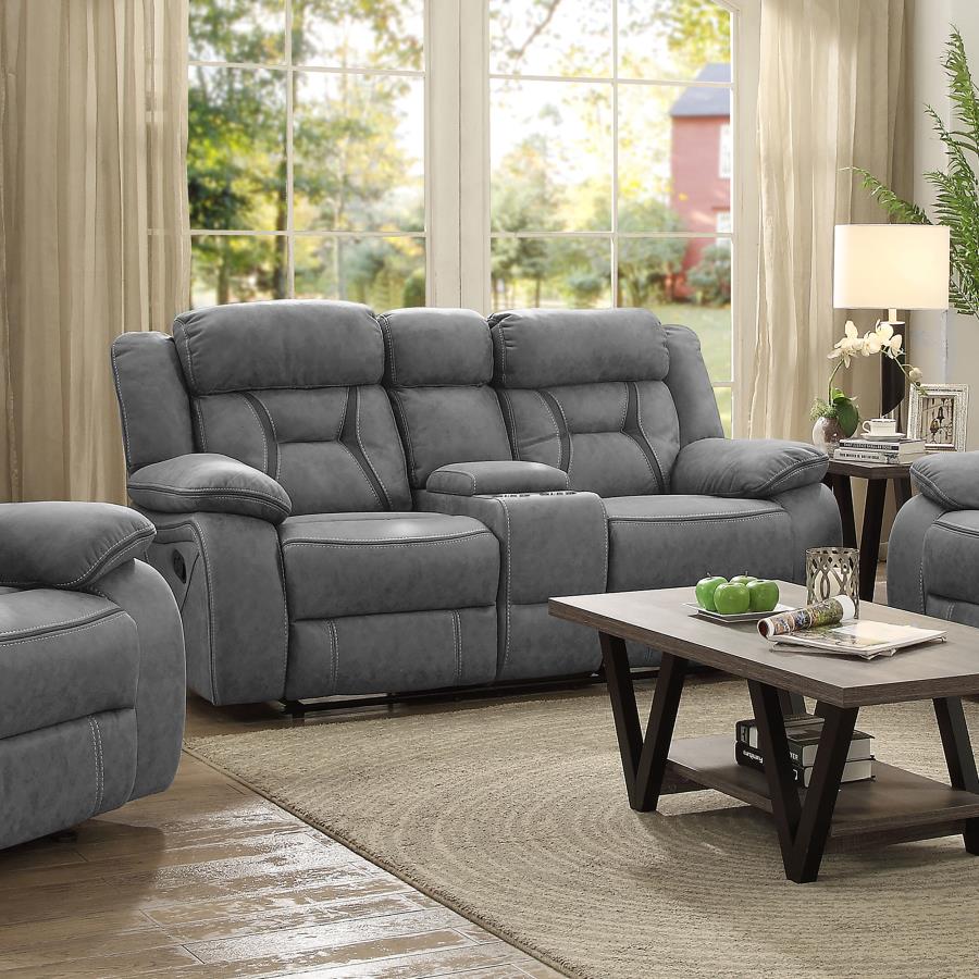 (image for) Higgins Upholstered Motion Reclining Loveseat Grey