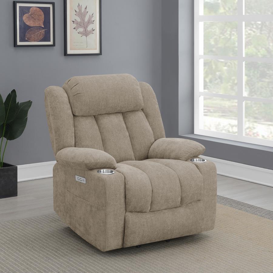 (image for) Houston Upholstered Power Lift Recliner Chair Camel