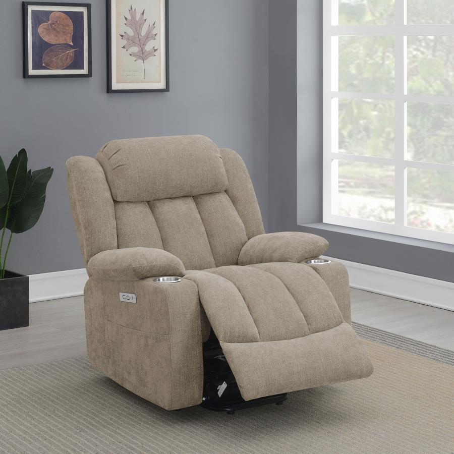 (image for) Houston Upholstered Power Lift Recliner Chair Camel