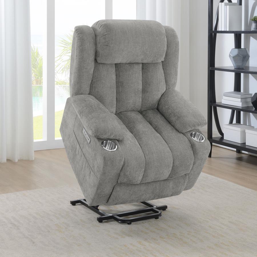 (image for) Houston Upholstered Power Lift Recliner Grey