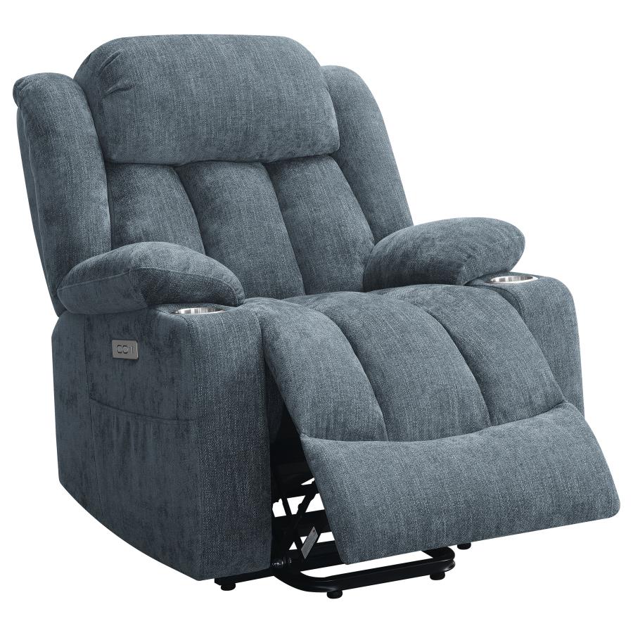 (image for) Houston Upholstered Power Lift Recliner Slate Blue