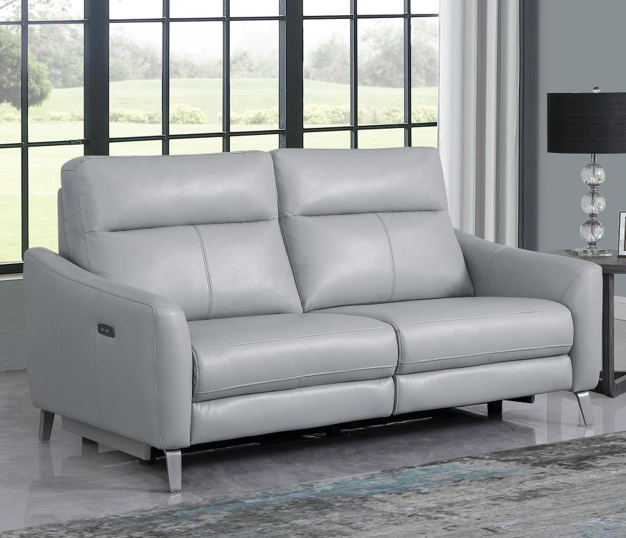 (image for) Derek Upholstered Power Reclining Sofa Light Grey