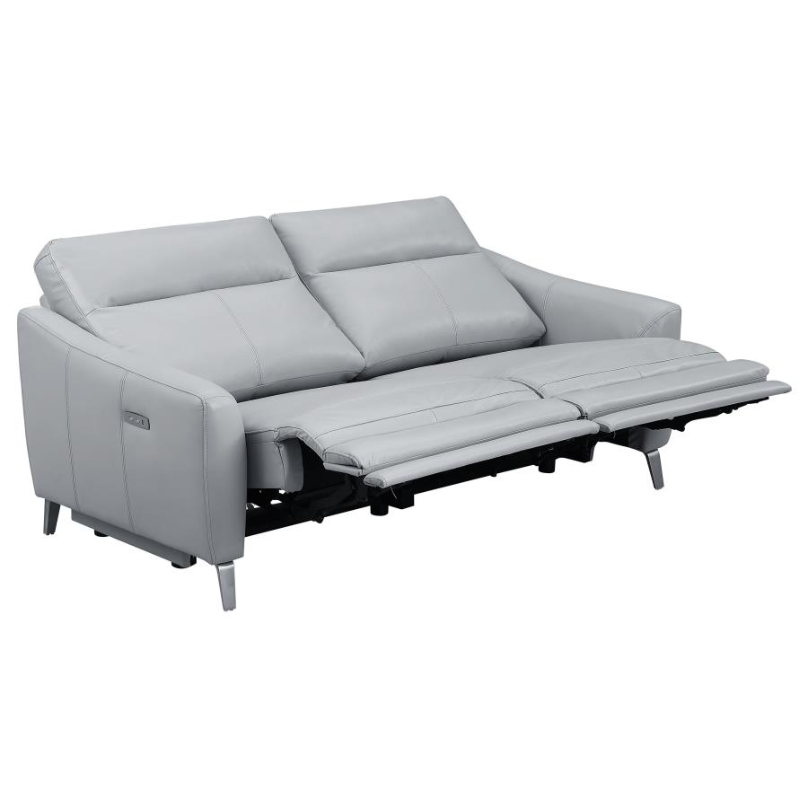 (image for) Derek Upholstered Power Reclining Sofa Light Grey