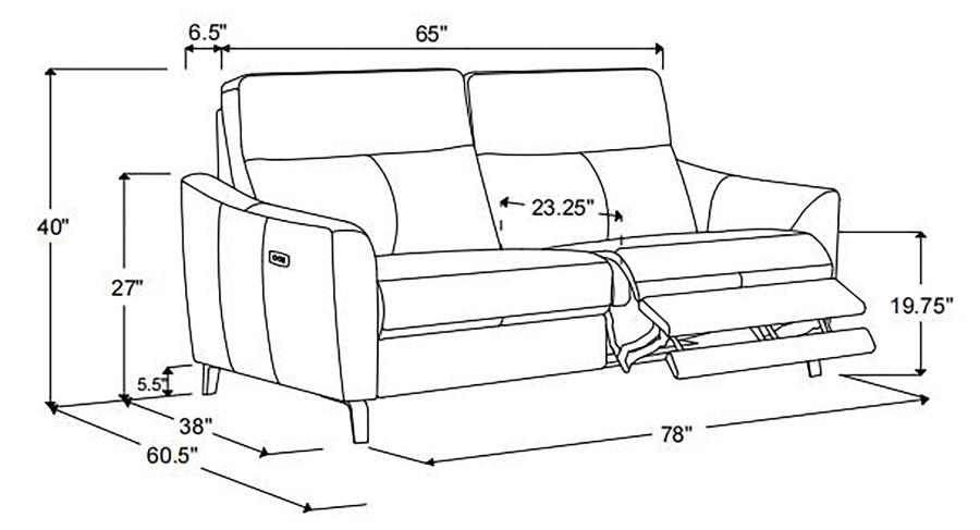 (image for) Derek Upholstered Power Reclining Sofa Light Grey