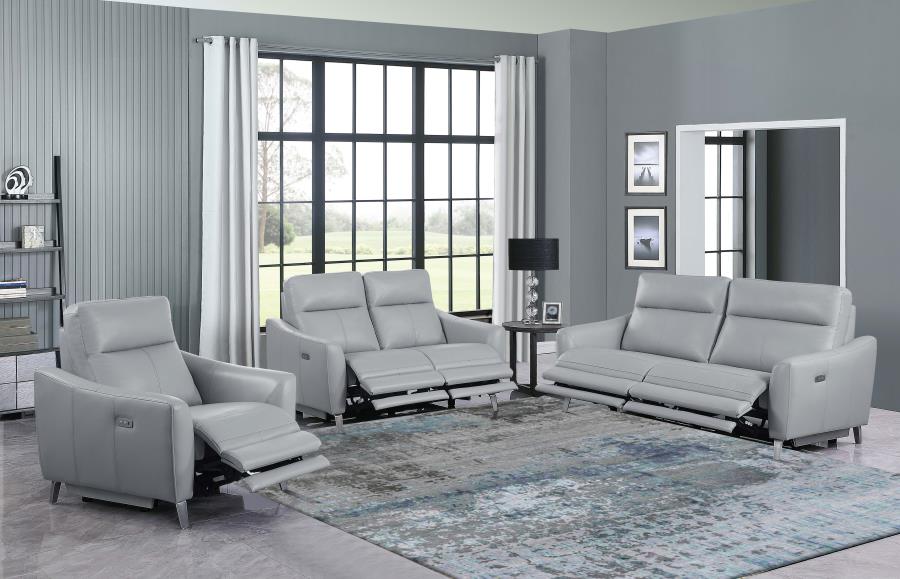 (image for) Derek Upholstered Power Reclining Sofa Light Grey