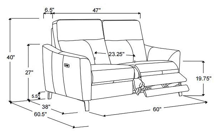 (image for) Derek Upholstered Power Reclining Loveseat Light Grey