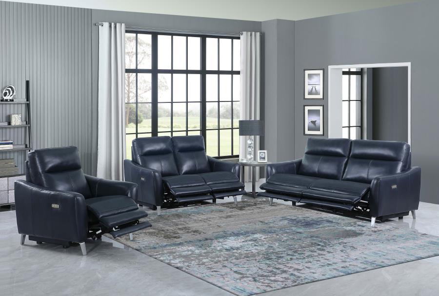 (image for) Derek Upholstered Power Reclining Sofa Blue