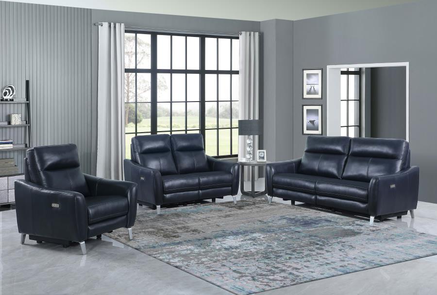 (image for) Derek Upholstered Power Reclining Sofa Blue