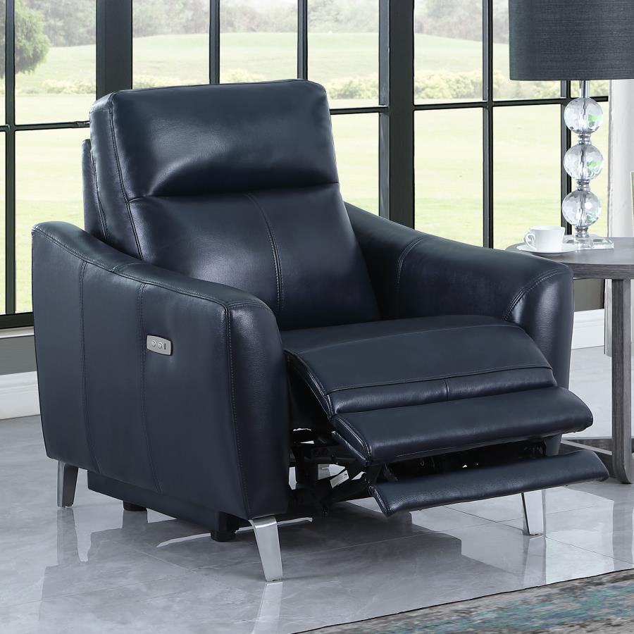 (image for) Derek Upholstered Power Recliner Blue