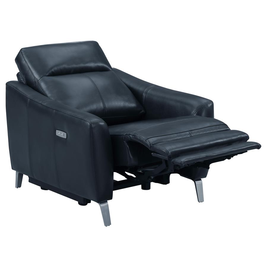 (image for) Derek Upholstered Power Recliner Blue