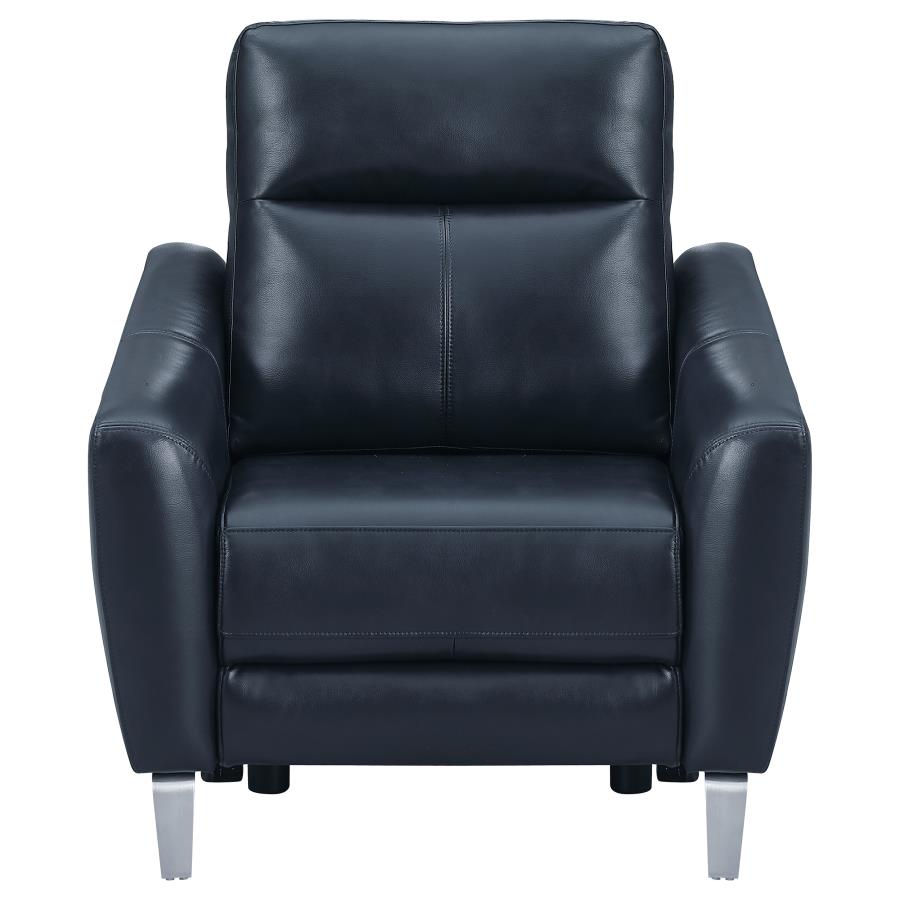 (image for) Derek Upholstered Power Recliner Blue