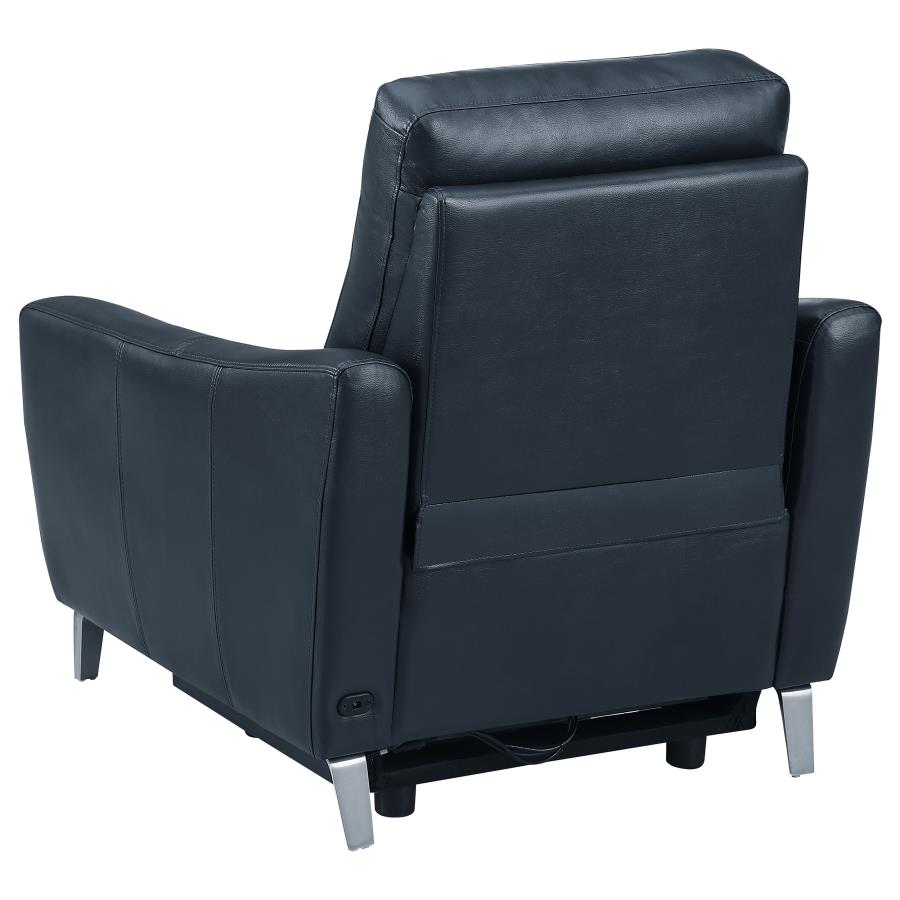 (image for) Derek Upholstered Power Recliner Blue