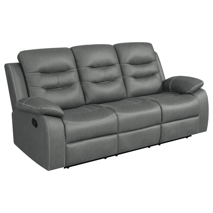 (image for) Nova 2-piece Upholstered Padded Arm Sofa Set Dark Grey