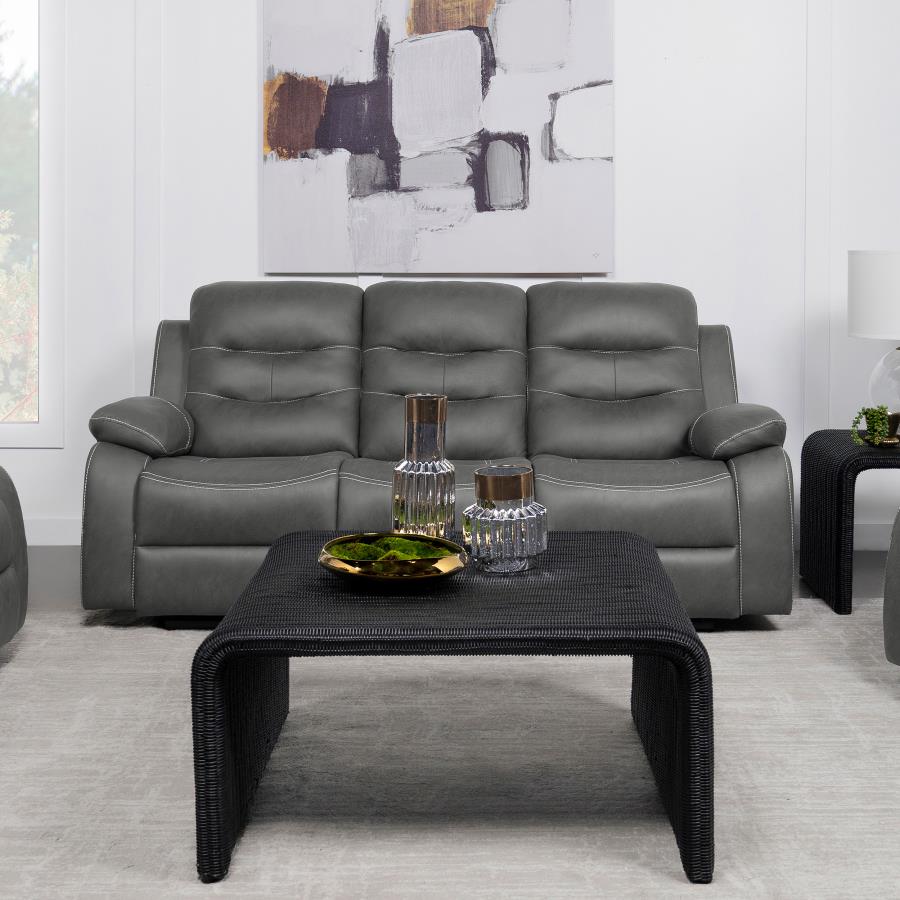 (image for) Nova Upholstered Padded Arm Reclining Sofa Dark Grey