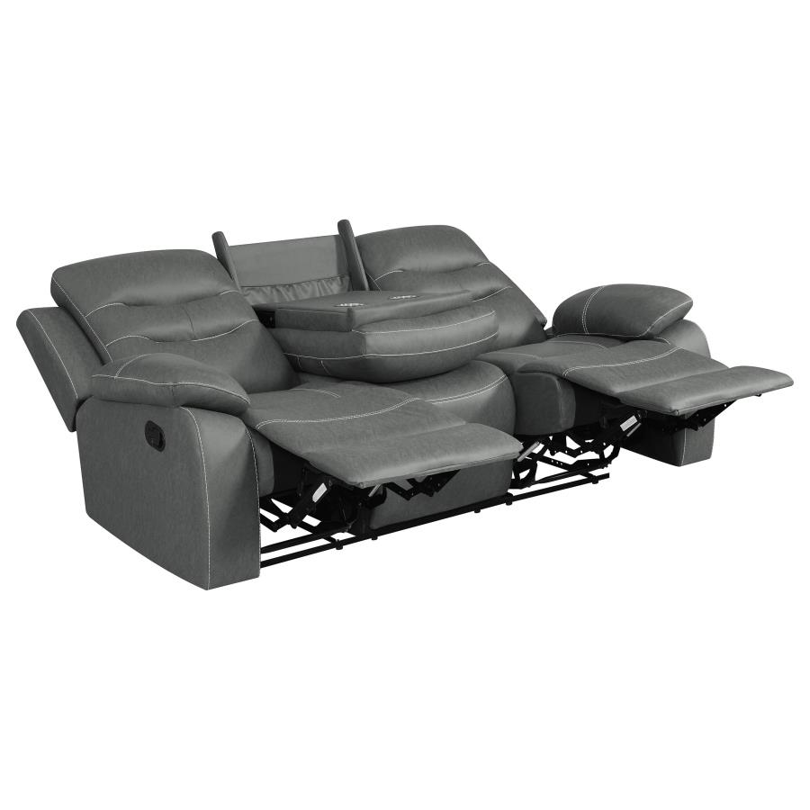 (image for) Nova Upholstered Padded Arm Reclining Sofa Dark Grey