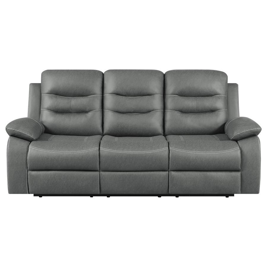 (image for) Nova Upholstered Padded Arm Reclining Sofa Dark Grey